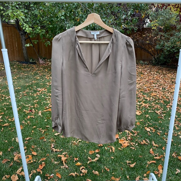 Joie - Taupe Silk Blouse - Picture 3 of 5